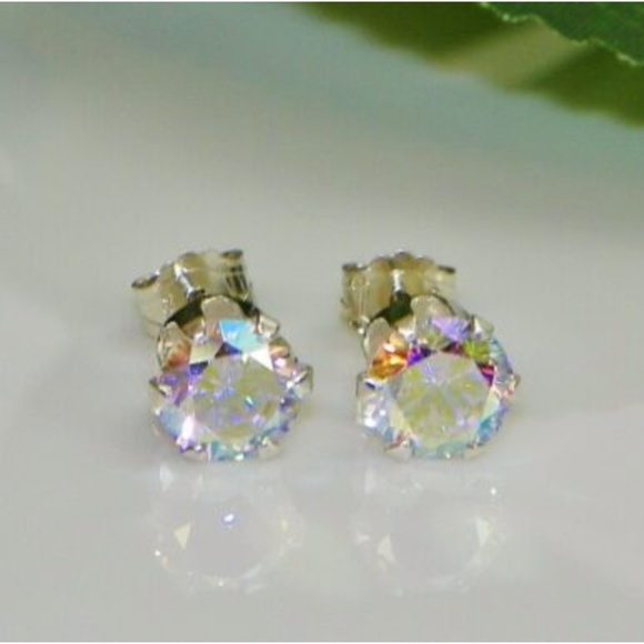 Jewelry - 6MM Mercury Mystic Topaz Round Diamond Earrings